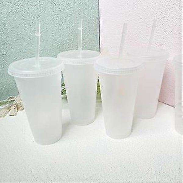 473/700ML Muoviset juomalasit pillillä ja kannella, uudelleenkäytettävä vesipullo kahville ja mehulle 1pc 473ml