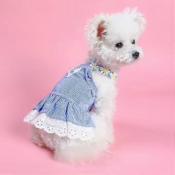 Flickhund Kläder Kostym Kläder Födelsedagsfest Klänningar Valp Blommig Klänning Spets Högtidsfest Kostymer Gul S Yellow L