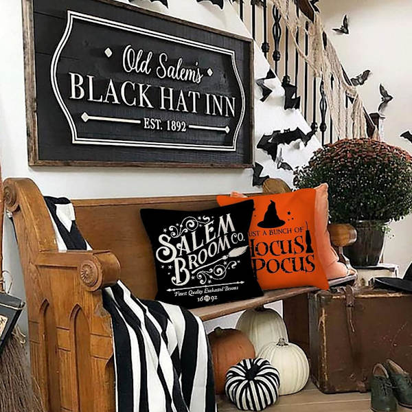Halloween Pyntekasse Dekor 18x18 Sett med 4 Halloween Dekorasjon
