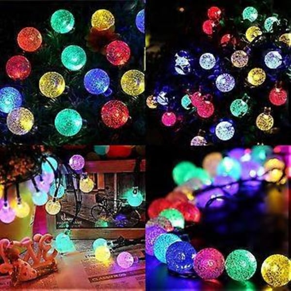 60 LED Ljuskedja Utomhus Ström, Utbyggbar Färgglad Globe Ljuskedja Inomhus, 10M 16 Färger Kristallkulor Färgväxlande Ljuskedjor, Dekoration för Bröllop