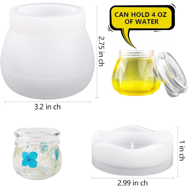 Silikonform til Harpiks, Glasform med Låg, Puddingglas Epoxy Harpiks C