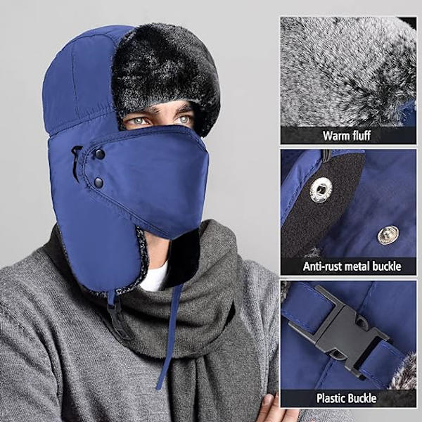 Vintermössor för kvinnor och män - Blå, Vintermössa Trappermössa Ushanka