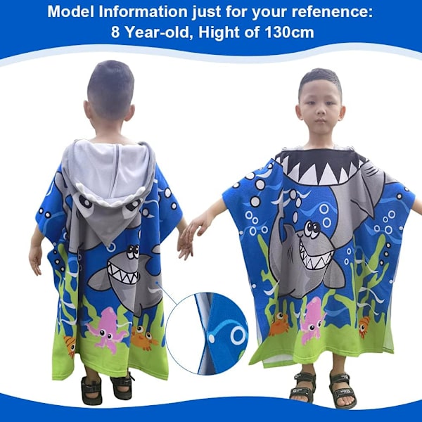 Barnbadhandduk, Barnstrandhandduk Super Mjuk Huvad Badponcho