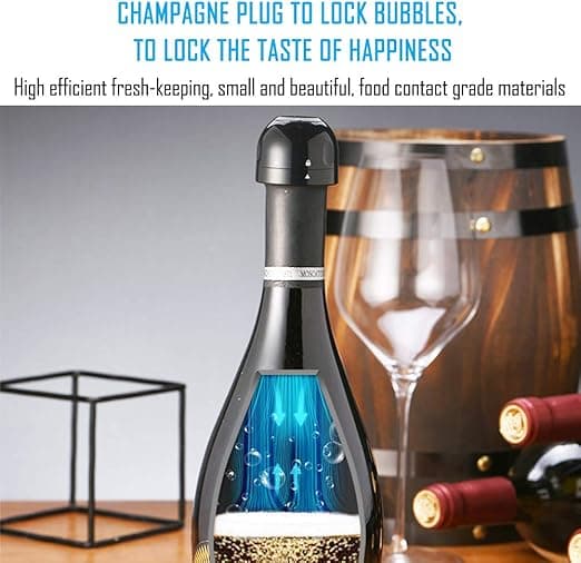 3 pakker champagnepropper, genanvendelig silikoneforseglet vinprop