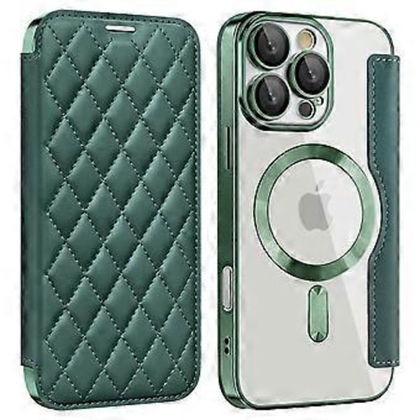 Magnetiskt fodral med kortfack för iPhone 16 Pro Max RFID-skyddande läderfodral Style B