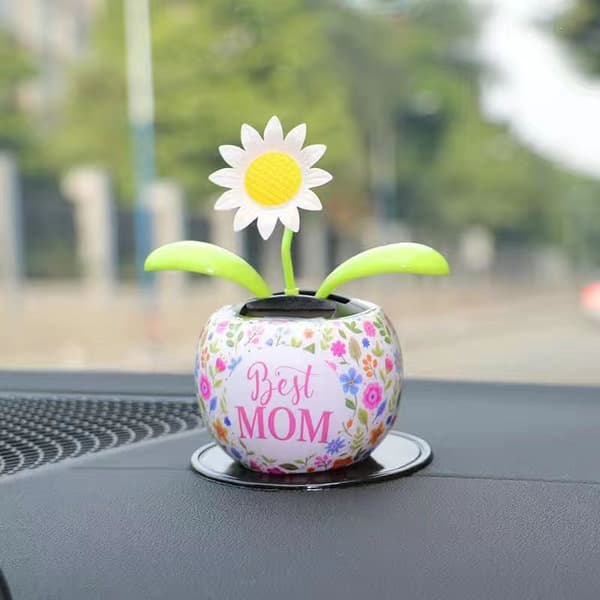 Solcelledansende Blomst, 2 stk. Solcelledrevne Bilpynt, Svingende