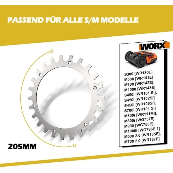 1 stk Premium rustfritt stål piggsko for Worx Landroid gressklipper