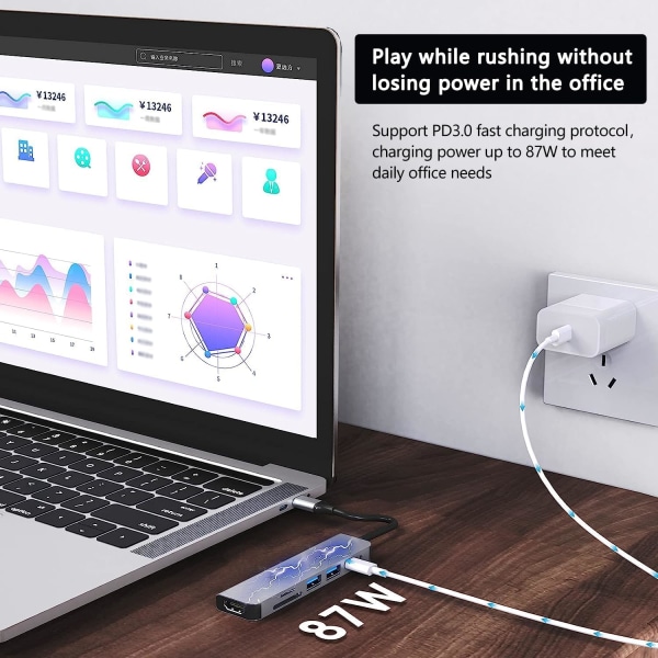 USB Type C -keskitin, moniporttisovitin MacBook Prolle - 6-in-1-keskitin C