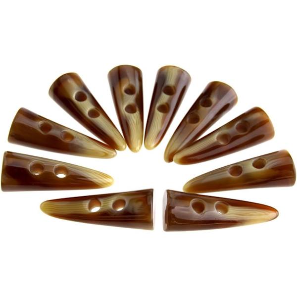 10 stk Store Horn Imitation Tand Toggle Knapper - Lys Kaffe - Com
