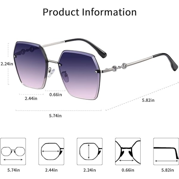 Ramløse Solbriller Kvinder, Oversize Polariserende Solbriller, Mode