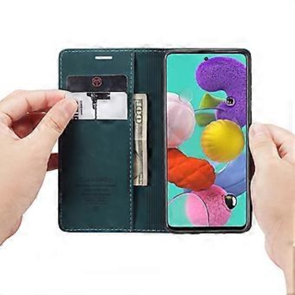 Multifunktionellt horisontellt flip-läderfodral för Galaxy A51 Blue