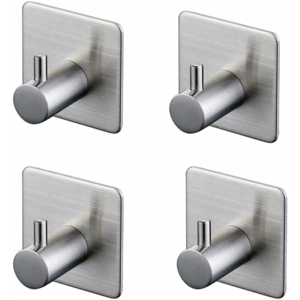 3M självhäftande krok, badrumskrok i rostfritt stål, 4 stycken (silver)