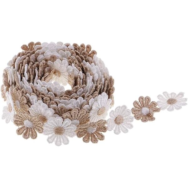 15 meter/påse bandspets tyg prästkrage blomma broderi spets revben