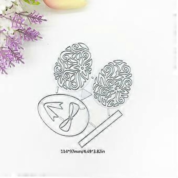 Mikroudskåret Påskeæg Metal Skærestencils Scrapbooking DIY Album Stempel Mørkegrå