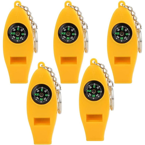 5-pack 4-i-1 Överlevnadsvissla Multifunktionell Kompass Förstoringsglas Vissla