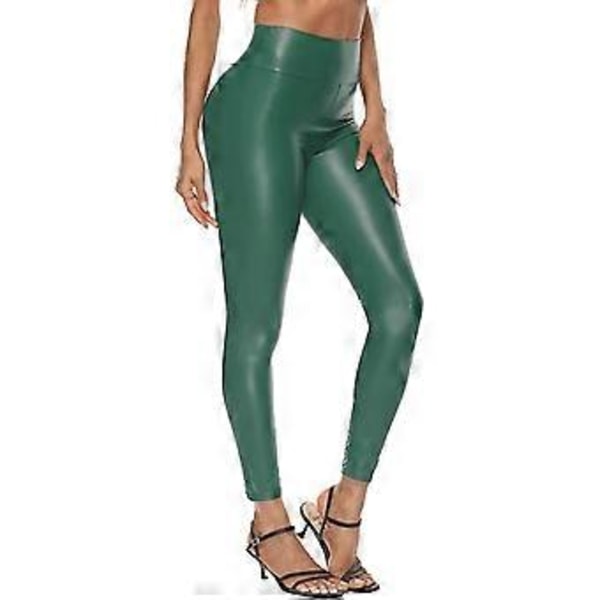 Faux Läder Leggings för Kvinnor Hög Midja Stretch Push Up Byxor Skinny Jeggings()