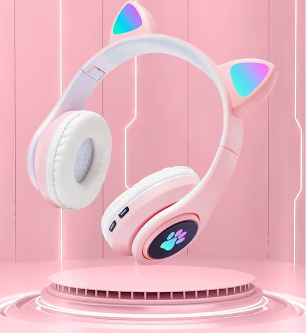 Gaming Bluetooth 5.0 Trådløse Hovedtelefoner Over Øre Kat LED Lys F