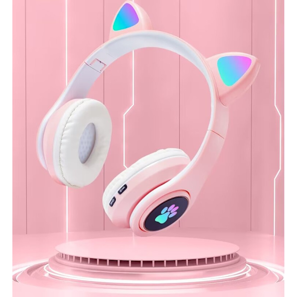 Peli Bluetooth 5.0 Langattomat Kuulokkeet Yli Korvan Kissan LED-Valo F