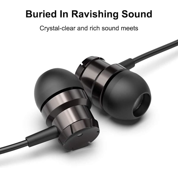 Earphones 3-pak in-ear-hovedtelefoner med mikrofon, 3,5 mm kablede øretelefoner til iOS- og Android-smartphones, bærbare computere, MP3, spil, Walkman (sort + hvid + rød)