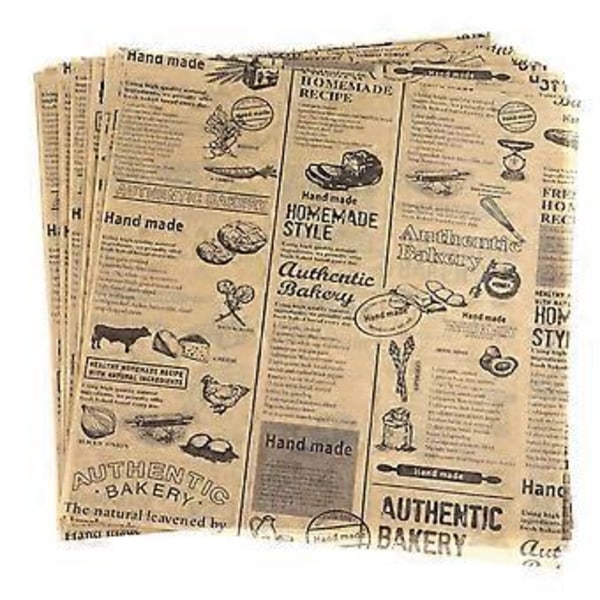 50 Ark Brickpappersfoder Fettresistent Matpapper Delipapper Ark Bröd Sandwich Omslagspapper
