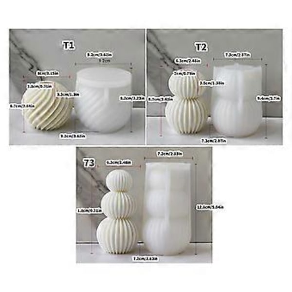 Geometrisk Stribet Kugle Lysform Bærbar DIY Stribet Kugle Voksform til Kunstelskere og Duftlys Fremstilling Style 3