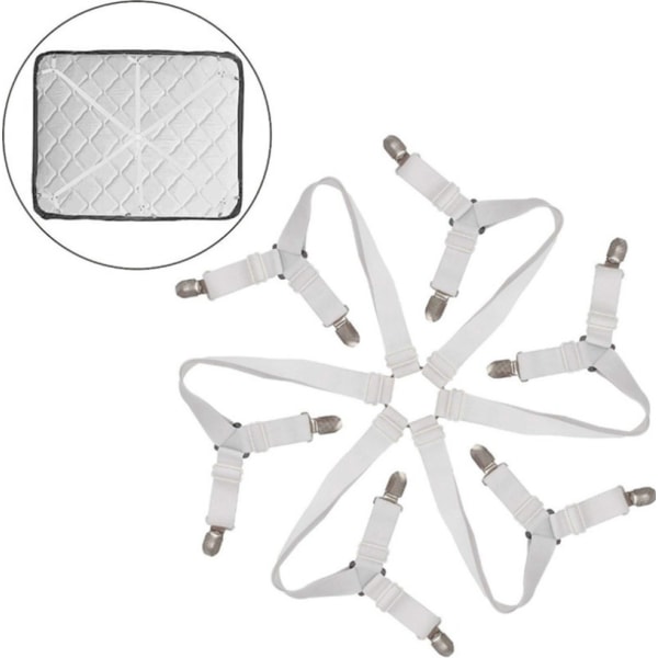 Justerbare elastiske sengetrekkstropper (3-veis hvite), Kryss