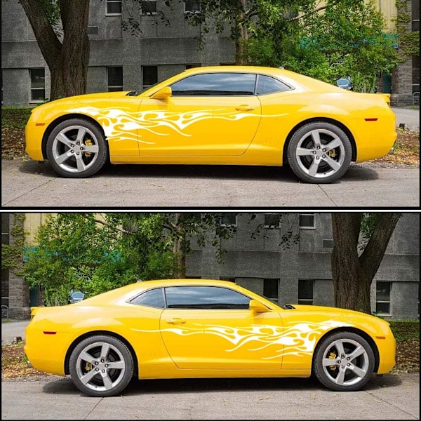 (Style1 Hvid) 2 stk. 103'' Universelle Flamme Grafikker Bil Auto Karosseri