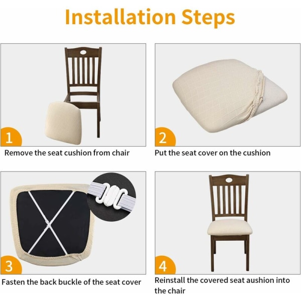 Spisebordstoltrekk 4 stk Universal Avtakbar Elastisk Stretch