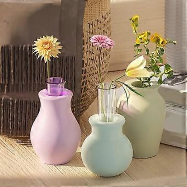 Silikonform Hydroponisk Växt Provrör Vas Formar DIY Blomsterarrangemang Handgjorda Blomkrukor Ljusstake Form Hantverk Style 6