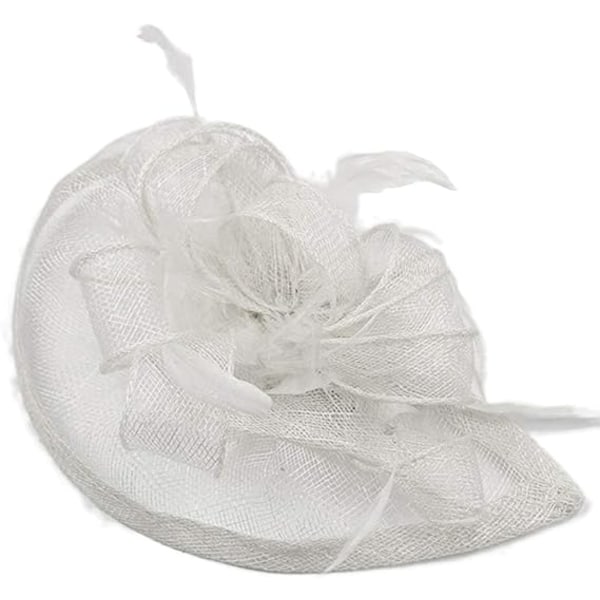 Elegant Fascinator Hat för Kvinnor Bröllop Fjäder Hårklämma Royal Ascot