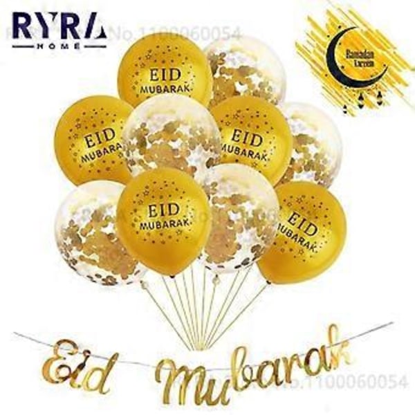 10 stk. Eid Mubarak Latex Ballong Ramadan Kareem Dekorasjon Luft Globos Ramadan Mubarak