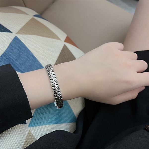 Klassisk kedjesilver  platt kedjearmband