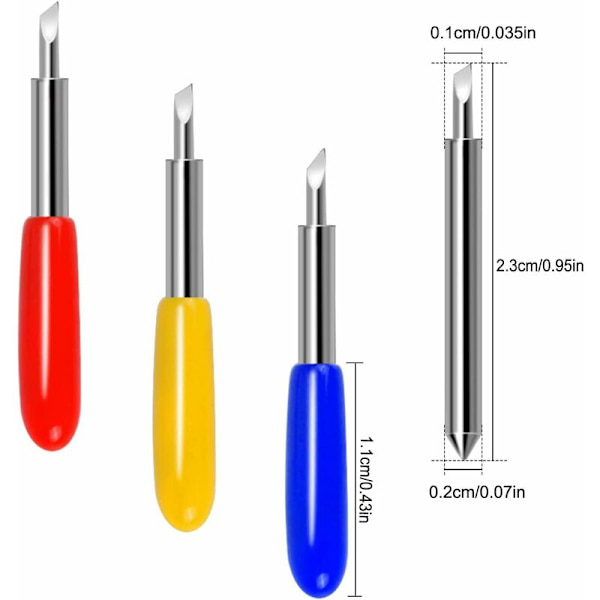 30 st Vinyl Cutter Blades 30/45/60 Grader (10 st av varje färg)