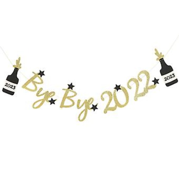 Party 2023 Banner Nyårsfest Hängande Glänsande Nyårsdekoration Fotorekvisita Golden2