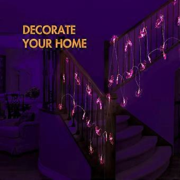 Halloween Ljusslinga, 3 meter 20 LED Lila Fladdermöss Batteridriven med 2 Halloween Belysningslägen Utomhus Party Ljusslingor för Halloweenfest De