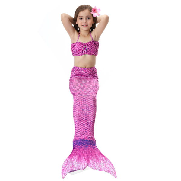 Lasten ja tyttöjen kaunis kalanpyrstö bikini setti uimapuku -4-5 vuotta, violetti Purple 4-5years