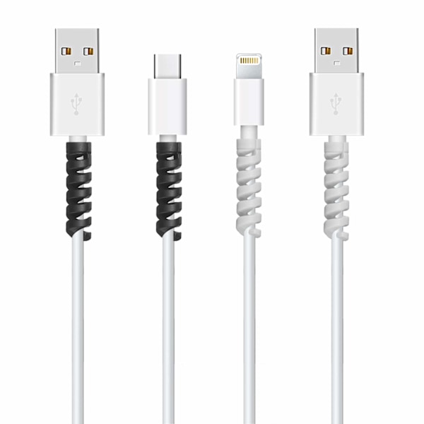 12 Stycken Typ-C Kabel Laddare, (12 Stycken, Svart, Grå) Mjuk Sil