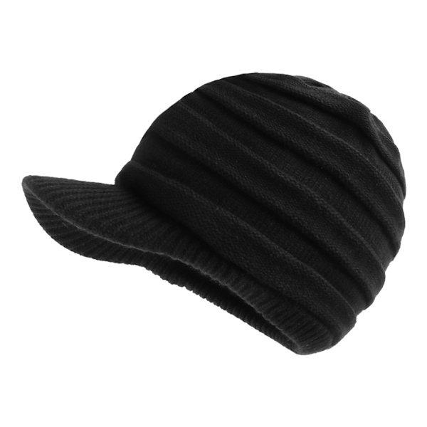 Unisex Vinterhatte med Skygge Varm Skihat - Sort - Stribet Stilfuld