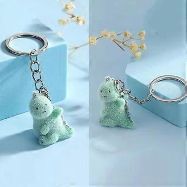 Mjuk Flockad Dinosaurie Väskhänge Vibrant Flockad Dinosaurie Nyckelring Charm Tillbehör för Personlig Artikeldekoration Style 3