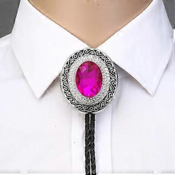 Vintage Western Cowboy Bolo Solmio Kristallikaulakoru Punk Pyöreä Muoto Kaulakoru Puku Asuste Amerikkalainen Bola Solmio Western Harmaa Gray