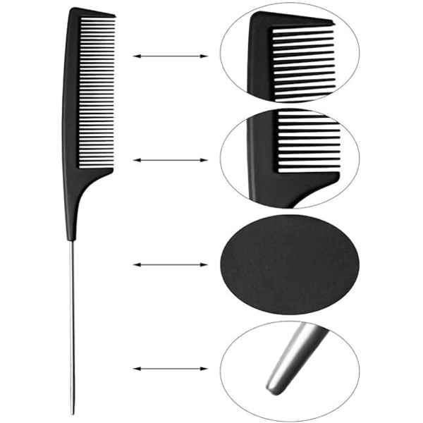 (Black, 1 pc)Hair Comb, Carbon Fiber Tail Comb Professional Hair