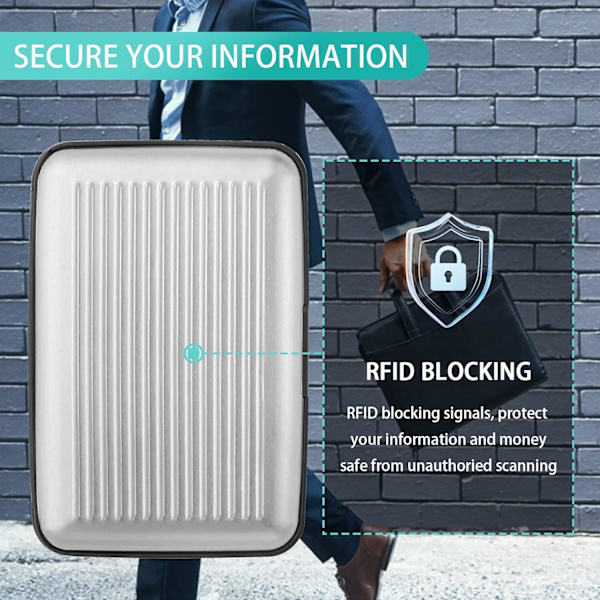 Set med 2 (svart+silver) Mini Kreditkortshållare RFID-skydd Al