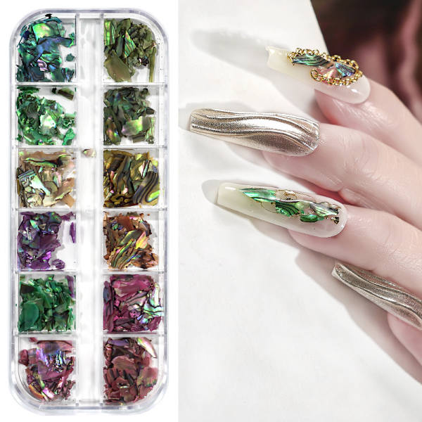 Neglekunst til neglekunst, Manicure muslingeskalsfragment ornament fancy