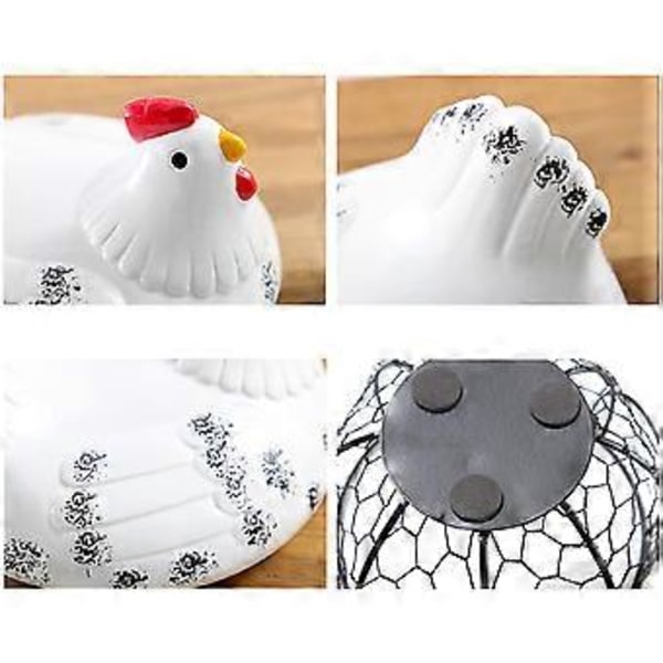 Keramik Ägghållare för Bänkskiva Lantlig Stil Söt Perfekt Inflyttningspresent Multifunktion Fint Hantverk Hållbar Vit White