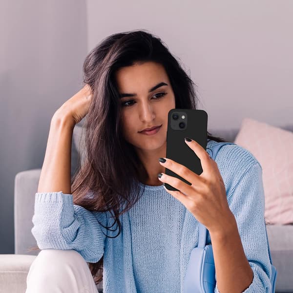 Designet til iPhone 14 Cover, Sort Silikon Ultra Tynd Shockproo