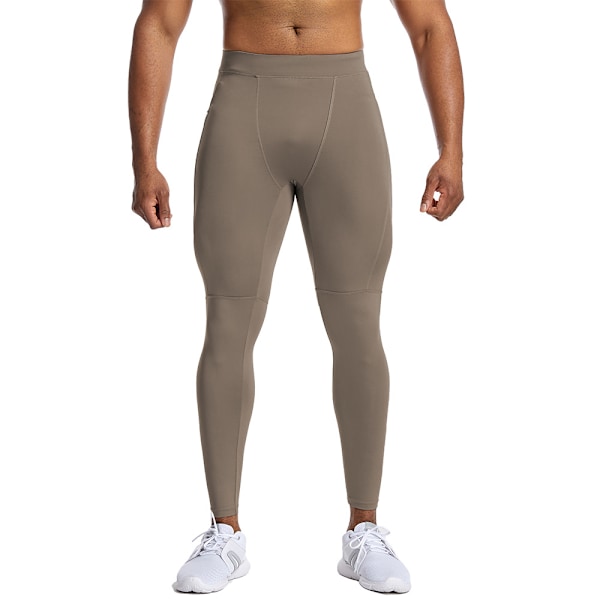 Kompressions Tights Leggings Herr Löpning Sport Träning Gym Fitness Jogging Byxor Snabbtorkande khaki S