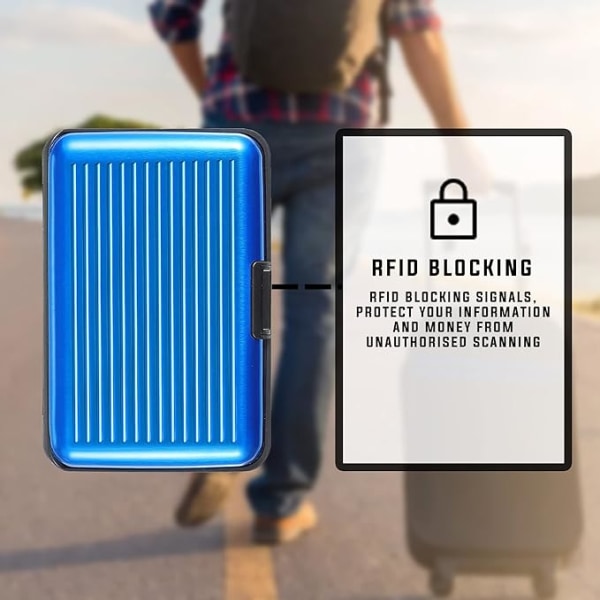 RFID-spærrende kreditboks (blå), kortbeskytter, aluminium, han