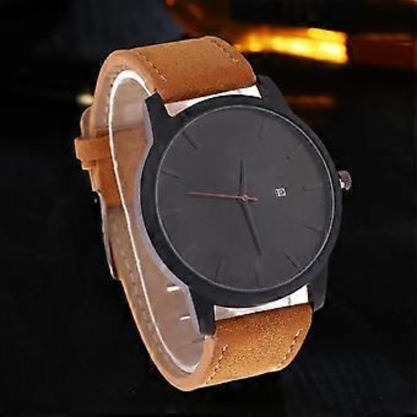 Herr Pojkar Läder Vattentät Klocka Datum Quartz Män Business Armbandsur Present
