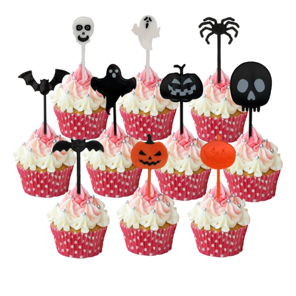 50 stycken Halloween Cupcake Toppers Dekorationer