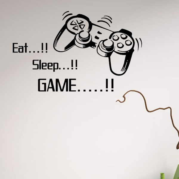 Pelivarusteiden seinätarrat poikien huoneeseen, EAT Sleep Game + Ga